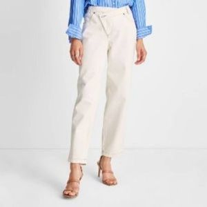 Women’s Future Collective Kahlana Barfield Brown Overlap Waist Mid Rise Tapered